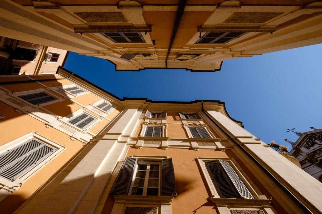 Windows and buildings in Rome, Italy.
